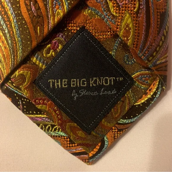 Steven Land The Big Knot Necktie in Multi-Color Floral Pattern and Handkerchief